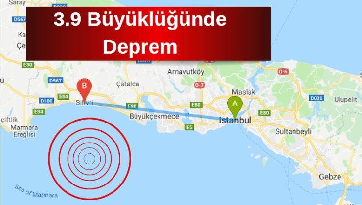 İstanbul Silivri Açıklarında 3.9 Büyüklüğünde Deprem Meydana Geldi